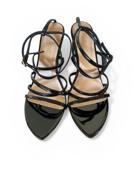 Anne Michelle Black Patent Strappy Pointed-Toe Heels NWT size 10